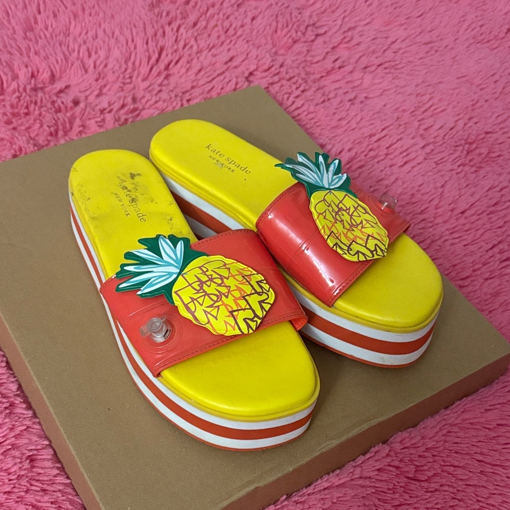 Kate Spade Red and Yellow Pineapple Sandals
